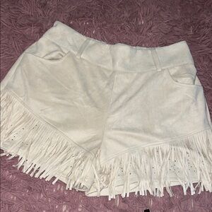 NWT Fringed suede Cream Shorts